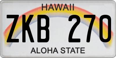 HI license plate ZKB270