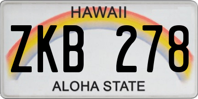 HI license plate ZKB278