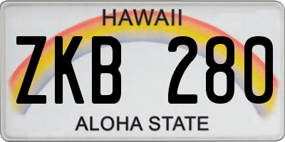 HI license plate ZKB280