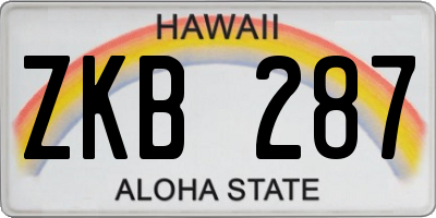 HI license plate ZKB287