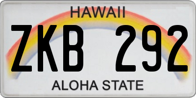 HI license plate ZKB292
