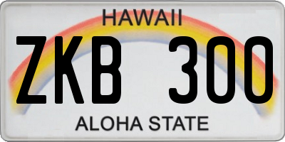 HI license plate ZKB300