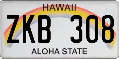 HI license plate ZKB308