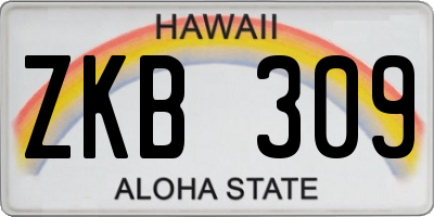 HI license plate ZKB309