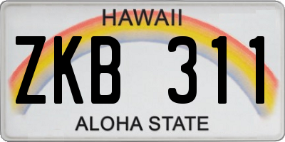 HI license plate ZKB311