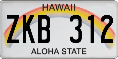 HI license plate ZKB312