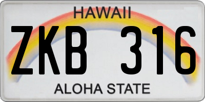 HI license plate ZKB316