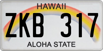 HI license plate ZKB317