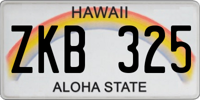 HI license plate ZKB325