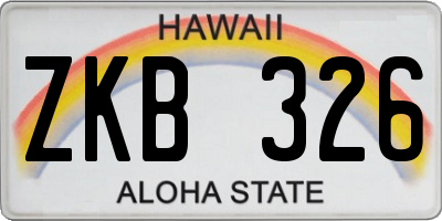 HI license plate ZKB326