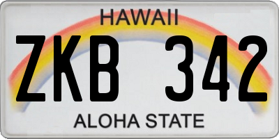 HI license plate ZKB342