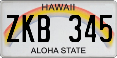 HI license plate ZKB345