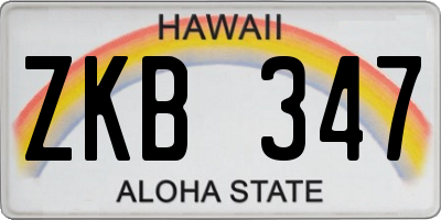 HI license plate ZKB347