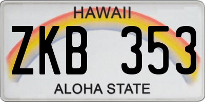 HI license plate ZKB353