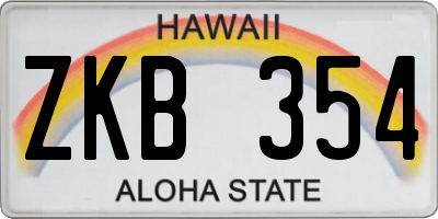HI license plate ZKB354
