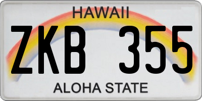 HI license plate ZKB355