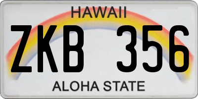 HI license plate ZKB356
