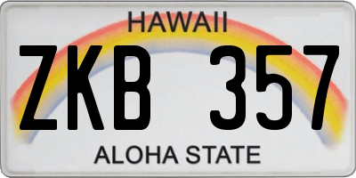 HI license plate ZKB357