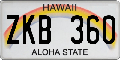 HI license plate ZKB360