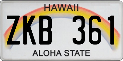 HI license plate ZKB361