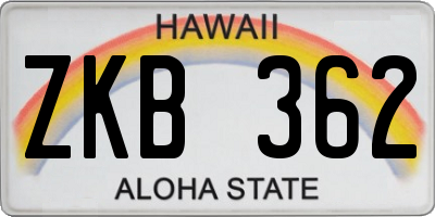 HI license plate ZKB362