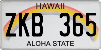 HI license plate ZKB365