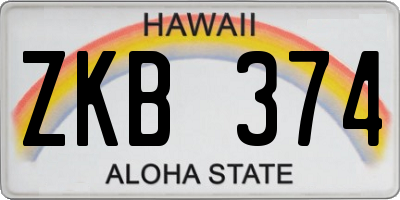 HI license plate ZKB374