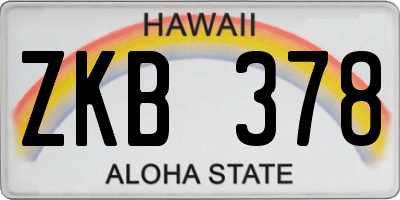 HI license plate ZKB378