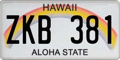HI license plate ZKB381