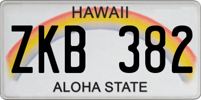 HI license plate ZKB382