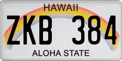HI license plate ZKB384