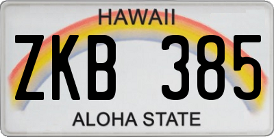 HI license plate ZKB385