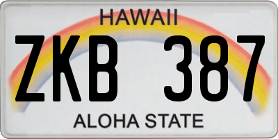 HI license plate ZKB387