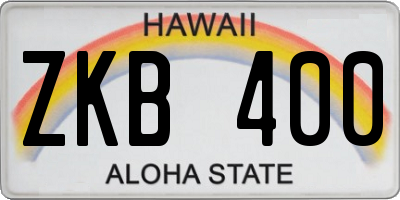 HI license plate ZKB400
