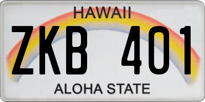 HI license plate ZKB401