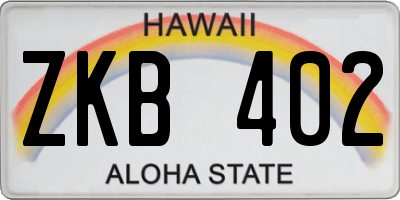 HI license plate ZKB402
