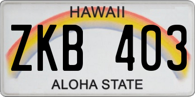 HI license plate ZKB403