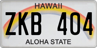 HI license plate ZKB404