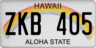 HI license plate ZKB405