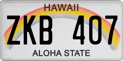 HI license plate ZKB407