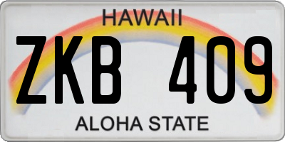 HI license plate ZKB409