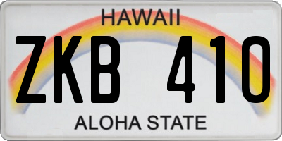 HI license plate ZKB410