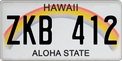 HI license plate ZKB412