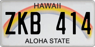 HI license plate ZKB414