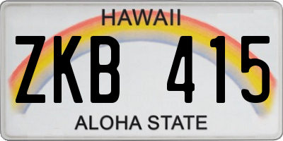 HI license plate ZKB415