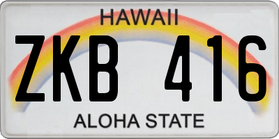 HI license plate ZKB416