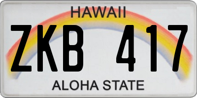 HI license plate ZKB417