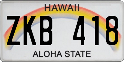 HI license plate ZKB418