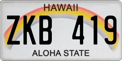 HI license plate ZKB419