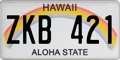 HI license plate ZKB421